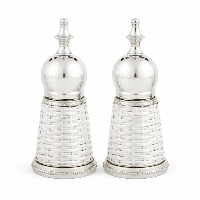 The White Wicker Salt and Pepper Shaker Set