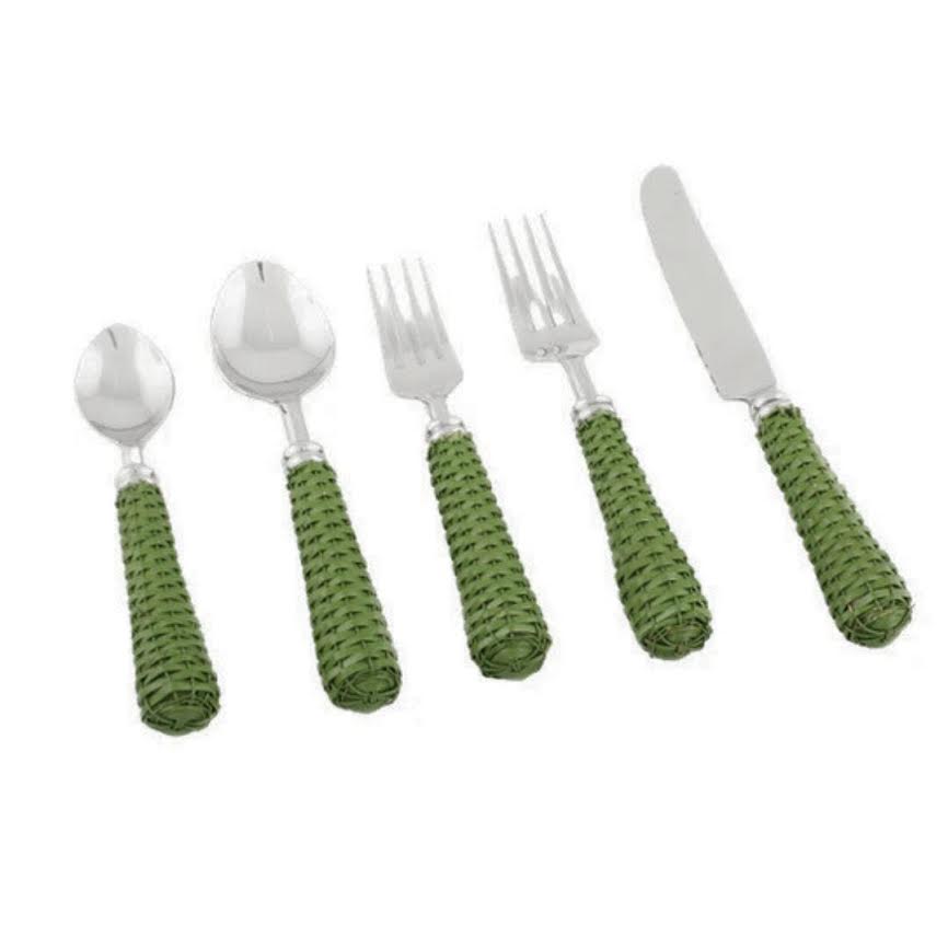 The Green Basketweave Flatware Set