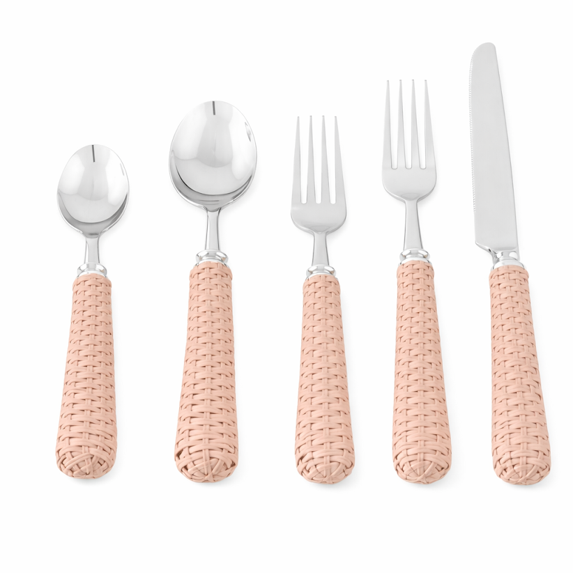 The Pale Pink Basketweave Flatware Set