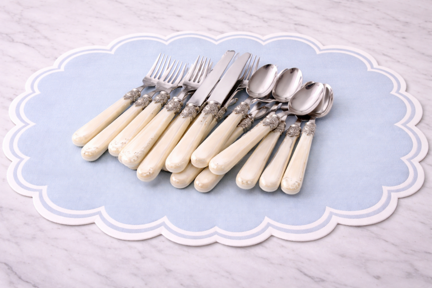 Ivory Pearlized Five Piece Flatware Set