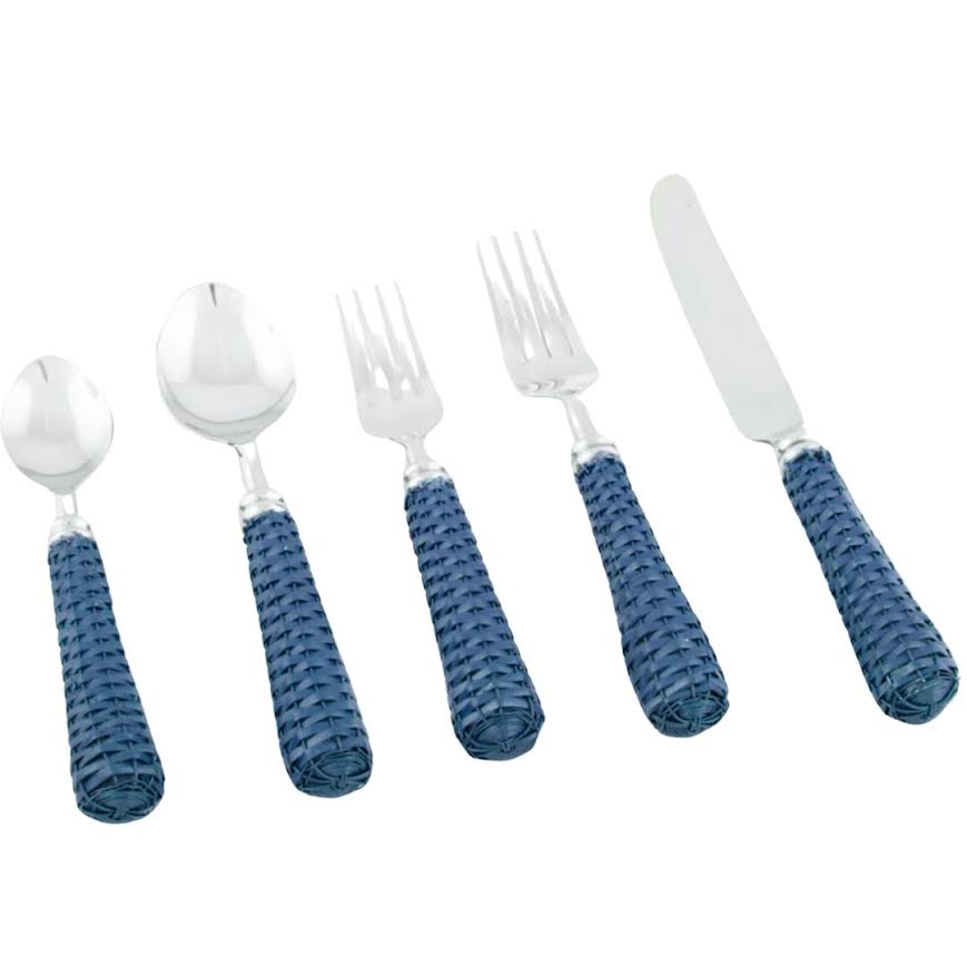 The Navy Basketweave Flatware Set