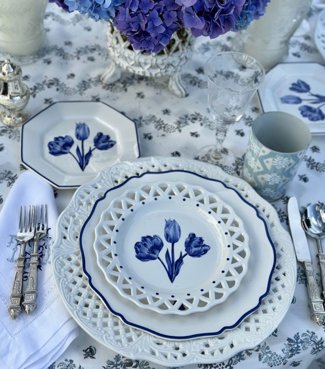 Blue Tulip Lattice Plate