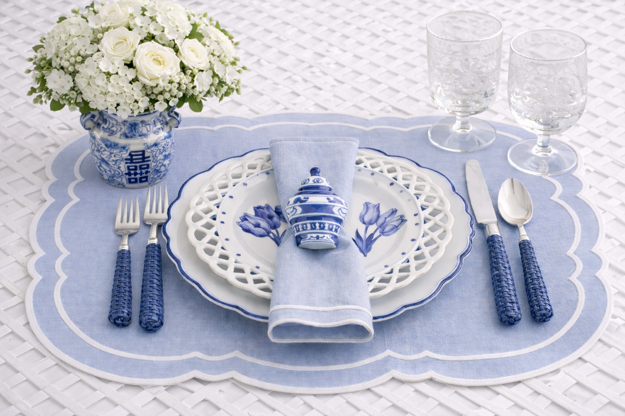 The Navy Basketweave Flatware Set