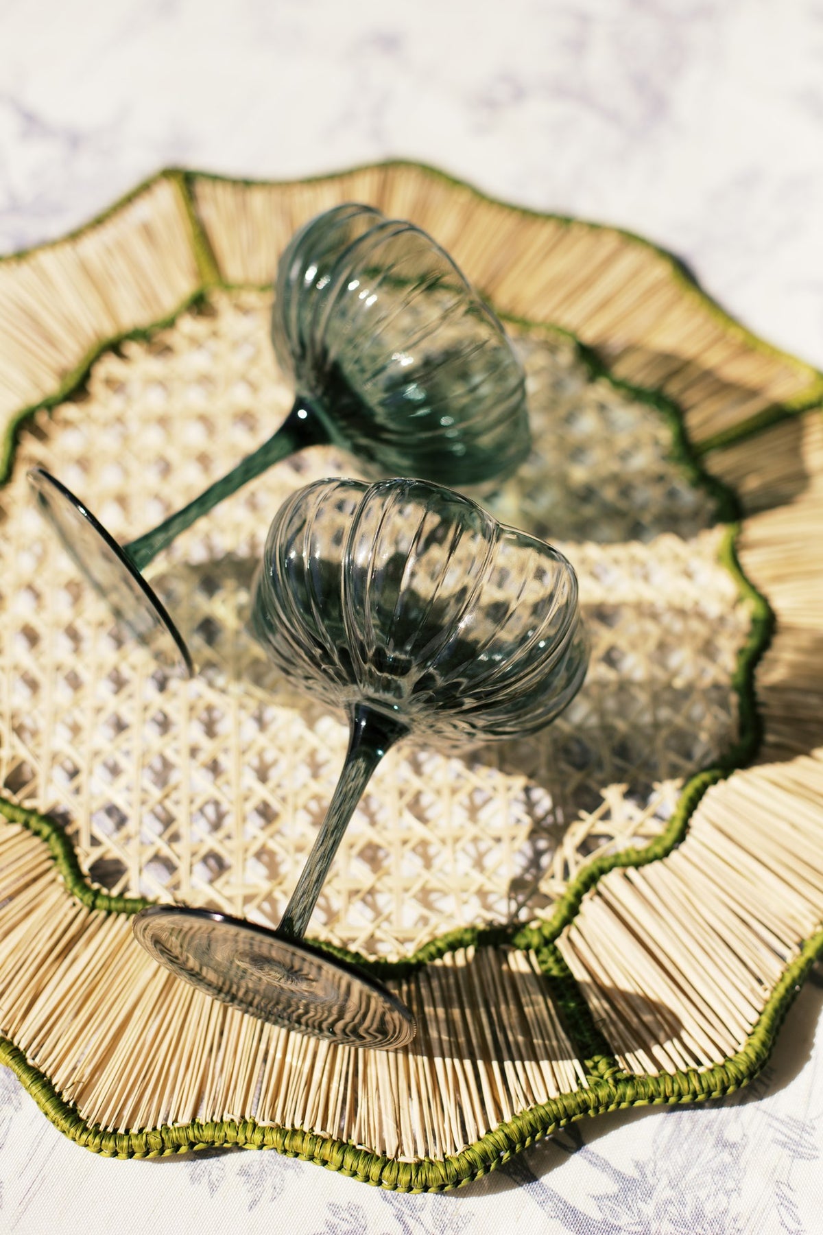 Sage Green Fluted Coupe Glass