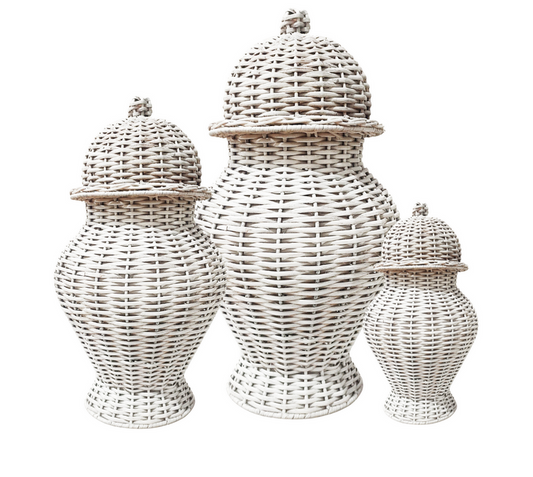 White Wicker Ginger Jar Collection
 (4 Sizes)